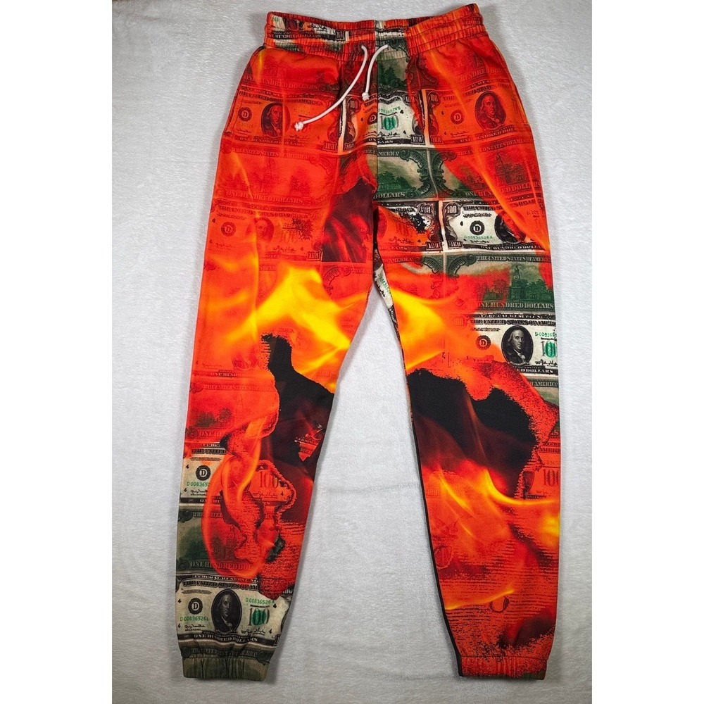 NWOT‎ Denim Tears Burn It Sweatpants Orange Graphic Joggers Mens Size M Portugal